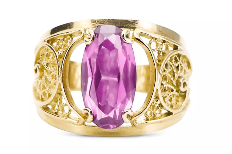 Κίτρινος χρυσός 14 καρατίων Αμέθυστος  Vintage craft vrc057y